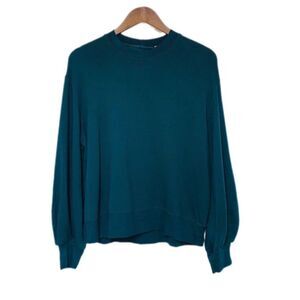 MONROW Teal Green SuperSoft Cutout Sweatshirt Puff Sleeve Size‎ Medium New